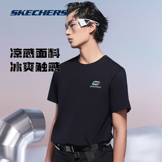 SKECHERS 斯凯奇 雪糕T恤丨Skechers夏季凉感短袖情侣款遮肉显瘦白色透气速干上衣