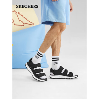 斯凯奇（SKECHERS）男子轻便户外休闲耐磨魔术贴凉鞋舒适237586 黑色/白色/BKW 39.5