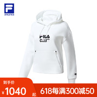 斐乐（FILA） 女子连帽卫衣2022冬新款宽松网球运动休闲针织上衣 玉石白-WT 160/80A/S