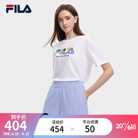 斐乐（FILA）官方女子短袖T恤2023夏新时尚休闲宽松创意插画logo短T 标准白-WT 160/80A/S