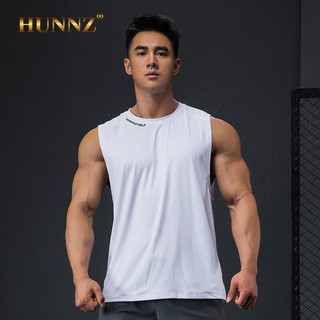 HUNNZ品牌运动背心男速干紧身衣无袖坎肩上衣2023夏季新款训练跑步t恤 黑色 S/155-160