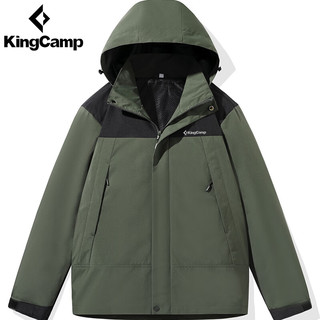 KingCamp冲锋衣男防风防泼水户外运动登山服宽松大码休闲夹克拼色薄款外套 雾莲白 3XL