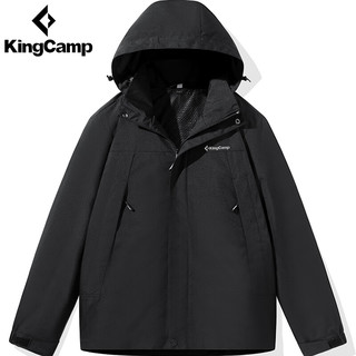 KingCamp冲锋衣男防风防泼水户外运动登山服宽松大码休闲夹克拼色薄款外套 雾莲白 3XL