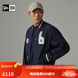 NEW ERA纽亦华2023早春新款MLB夹克情侣休闲NY/LA运动外套 13559744-藏青色 L