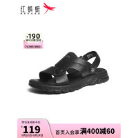 红蜻蜓 男鞋2023夏季新款休闲露趾两用凉鞋男士软底运动沙滩鞋WTT23051 黑色 39