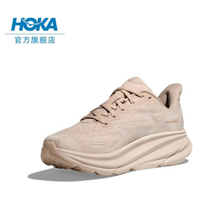 HOKA ONE ONE 女款克利夫顿9跑步鞋Clifton 9舒适缓震轻盈回弹轻量透气 流沙色/蛋酒色 37/230mm