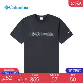 Columbia哥伦比亚户外23春夏新品情侣同款吸湿透气运动短袖T恤AE9942 010男女同款 M(175/96A)