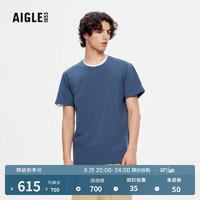 AIGLE艾高2023年春季新品男士吸湿排汗UPF40+防晒防紫外线短袖T恤 沼泽蓝 AH984 XL(185/100A)