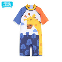 SURFASTER 速浪 儿童连体泳衣男童学游泳衣竞速泳装宝宝可爱印花 萌萌长颈鹿100