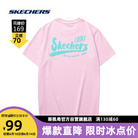 SKECHERS 斯凯奇 短袖T恤男女款衫运动上衣潮流时尚百搭 琵鹭粉/00F3 S