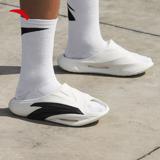 安踏（ANTA）男鞋氮气泡拖鞋丨男女2023夏季新款氮科技休闲软底拖鞋 象牙白/黑-3 37.5
