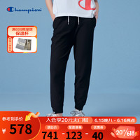 Champion冠军2023年春夏新款刺绣小C LOGO运动休闲卫裤长裤束脚运动裤女 黑色 M