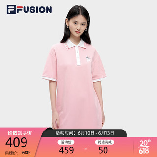 FILAFUSION斐乐潮牌女子连衣裙2023夏时尚宽松简约POLO领连身裙