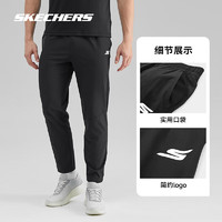 SKECHERS 斯凯奇 丨Skechers男子经典印花长裤运动透气速干百搭裤子男款碳黑