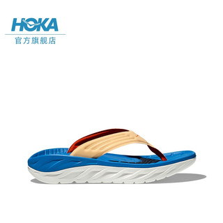 HOKA ONE ONE男女款奥拉舒缓夹脚拖ORA Recovery Flip轻量舒适 粉橘/海天蓝-女 36/220mm