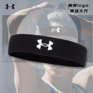 安德玛（Under Armour）官网男女健身发带2023春夏新款情侣跑步运动吸汗带止汗带潮流头带 001/黑色/单只装/刺绣logo MISC