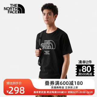 北面（The North Face）北面短袖户外T恤男外吸汗透气23上新81MX JK3/黑色 XXL/185