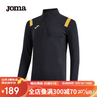 JOMA 运动t恤男长袖足球服男士春夏季新款速干衣男半拉链长袖套头上衣 黑色 S