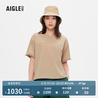 AIGLE艾高2023年夏季新品女士UPF50+防紫外线速干吸湿排汗户外休闲短袖衬衫 杻藤杏色 AK852 L(170/92A)