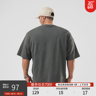 鹿家门 DNADNA系列基础休闲短袖T恤男运动健身宽松大码加肥加大上衣夏 灰色 M