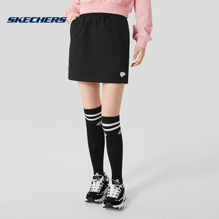 斯凯奇赵露思同款丨Skechers2023夏季款女针织短裙百搭运动裙 L422W163-0018 碳黑 S