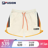 斐乐（FILA） FUSION潮牌女子梭织短裤2023夏时尚撞色拼接休闲运动裤 麦芽糖白-IV 155/58A/XS