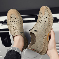 真皮洞洞鞋男2023新款夏季外穿运动登山涉水沙滩开车包头凉鞋男士