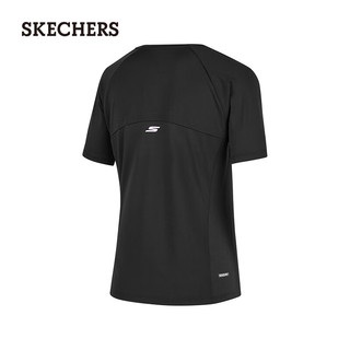 SKECHERS斯凯奇速干2023春季女子百搭舒适圆领T恤衫透气运动短袖 碳黑/0018 S