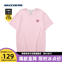 斯凯奇Skechers男女速干短袖T恤圆领舒适透气上衣 白垩粉/01SX M