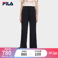 斐乐（FILA）官方女子针织长裤2023夏季新款时尚休闲通勤阔腿裤女裤 传奇蓝-NV 160/62A/S