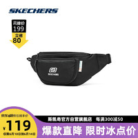 SKECHERS 斯凯奇 男女撞色印花包包经典时尚百搭运动腰包L222U013 碳黑/0018 均码