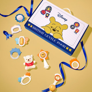 Disney 迪士尼 婴儿手摇铃新生儿玩具礼盒牙胶安抚玩具0-1岁宝宝早教套装