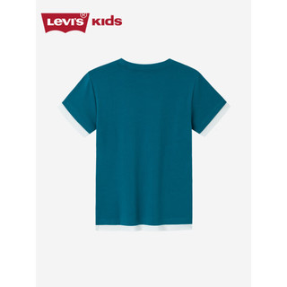 Levi's李维斯童装23夏季男童小怪兽短袖T恤儿童拼接上衣 港蓝色 110/52(4)