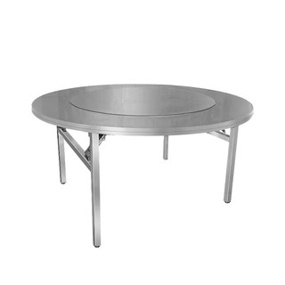 佐盛（ZUOSHENG）304不锈钢内置圆桌转盘餐桌家用饭桌大排档折叠桌  配套凳子