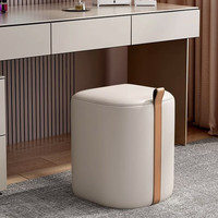 密林轻奢化妆凳女生卧室梳妆台凳子简约现代网红方凳椅子换鞋凳小凳子 D型凳-白