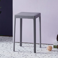 迈亚家具彩色椅现代简约塑料凳子加厚家用餐桌高板凳时尚创意北欧方凳 灰色方凳升级超强款 实心腿
