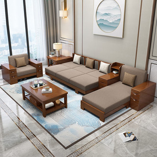 摩高空间实木沙发客厅中式橡胶木储物功能大小户型家具 脚垫（单拍不发）