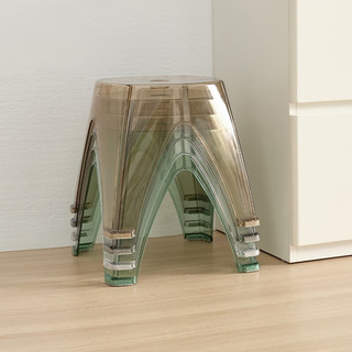 全友（QUANU）家居塑料凳子家用透明凳防滑懒人凳多用可叠放小板凳DX115082 塑料凳C(1包2个)
