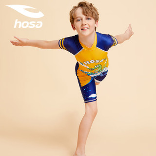 浩沙（hosa）儿童泳衣男童连体训练游泳衣 中大童可爱速干冲浪服 黄色 16码