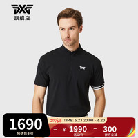 PXG高尔夫服装男士短袖T恤 运动休闲显瘦速干golf半拉链立领上衣23款  PHMPM321721 黑色 M