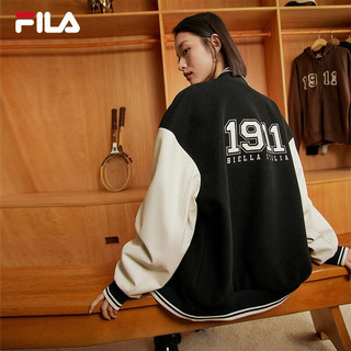 斐乐（FILA）官方梭织外套情侣款2023秋冬季宽松休闲棒球服男女装运动上衣 水乳白-IV 160/84A/XS