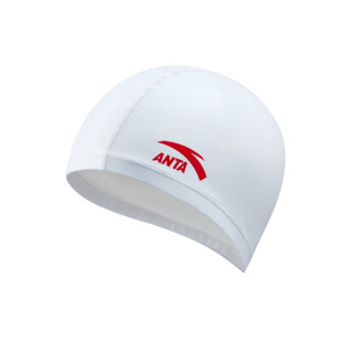 安踏（ANTA）泳帽男女同款游泳硅胶贴合防水高弹力不勒头游泳帽 纯净白-1 均码