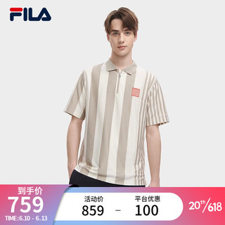 斐乐（FILA）官方男子针织短袖POLO衫2023夏季新款时尚休闲翻领上衣 满印一-ZA 180/100A/XL