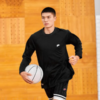 有志者（UZIS）运动长袖男春夏圆领宽松透气速干投篮服篮球训练服 黑色 S