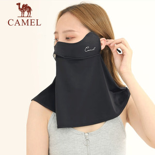骆驼（CAMEL）腮红防晒面罩女士全脸遮阳面纱防紫外线透气防尘口罩冰丝护颈 A0W3VJ103，杏花粉，纯色冰丝