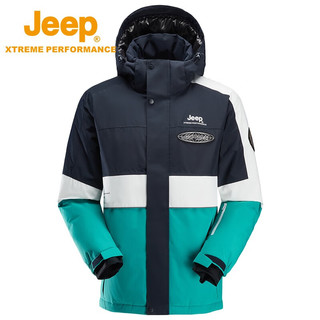 Jeep吉普滑雪服时尚男女同款冬季专业户外杜邦三防防水防风保暖羽绒服 玲珑绿 XXL
