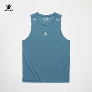 卡尔美（KELME）运动背心男夏季新款健身跑步足球训练篮球无袖T恤透气速干弹力 海青蓝 S