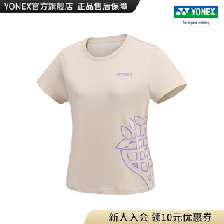 YONEX/尤尼克斯 16671CR/16674CR 2023SS自然环保系列情侣款运动T恤yy 沙滩米黄色（女款） XXO