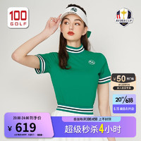 RYDER CUP莱德杯高尔夫服装女短袖23新品时尚轻薄透气立领女士T恤 绿色 XS