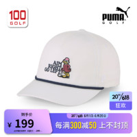 彪马（PUMA）高尔夫球帽男23新品DUCK HOOK ROPE系列可调节涂鸦球帽 白色-深蓝色02453301